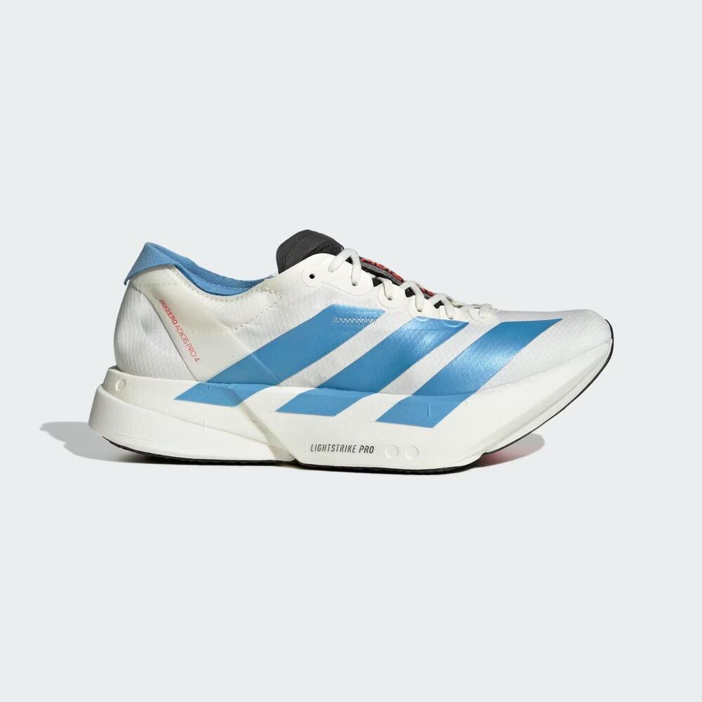 NEW ADIDAS women's adizero adios pro 4 running shoes in off white / light blue /